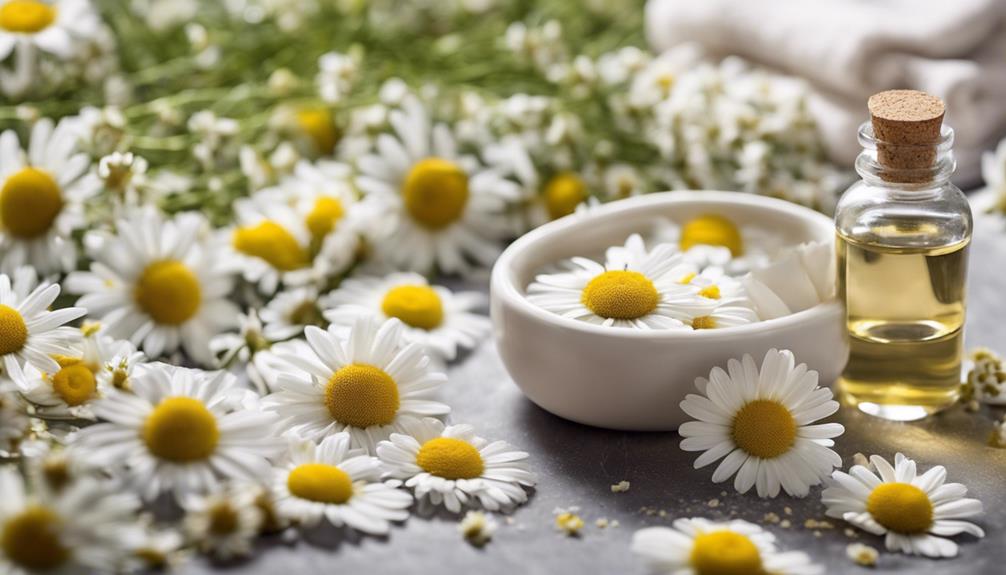 adding chamomile flowers and essential oil