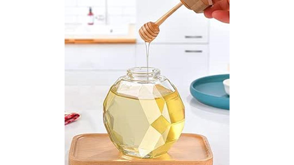 crystal glass honey pot