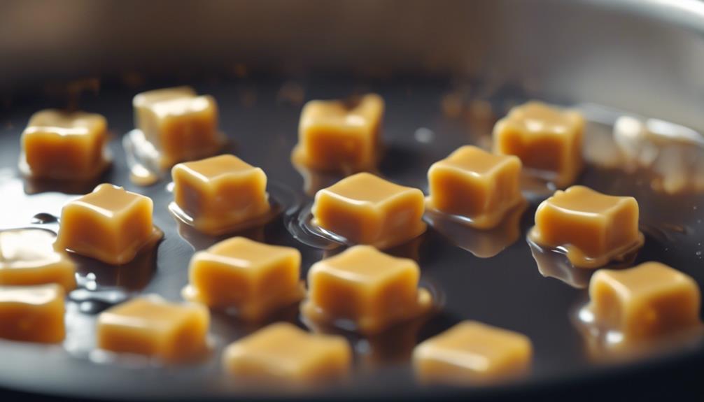 melting caramel candies and butter