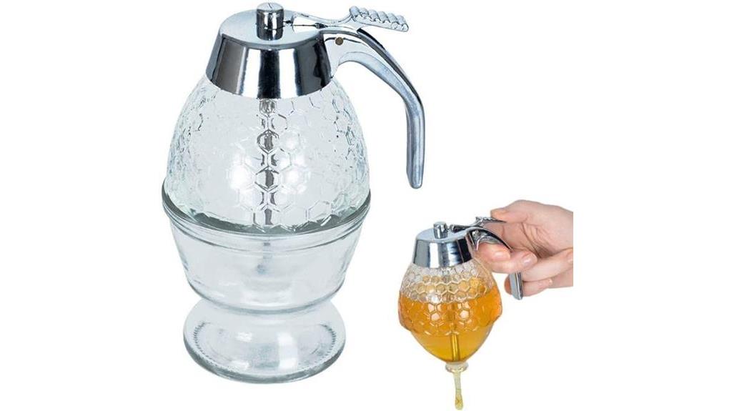 orion glass honey syrup dispenser with base storage stand