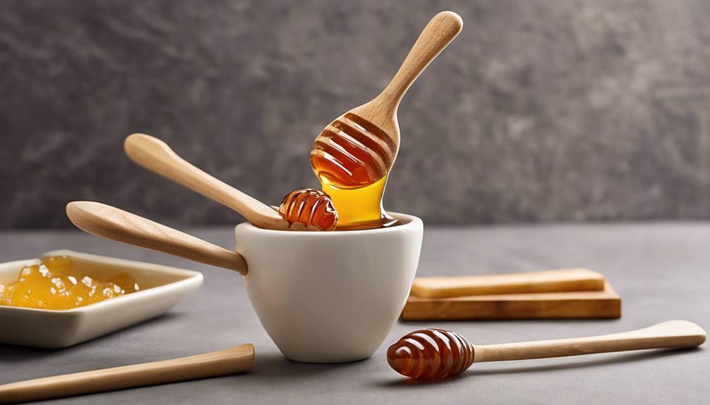 wooden honey drizzler spoons