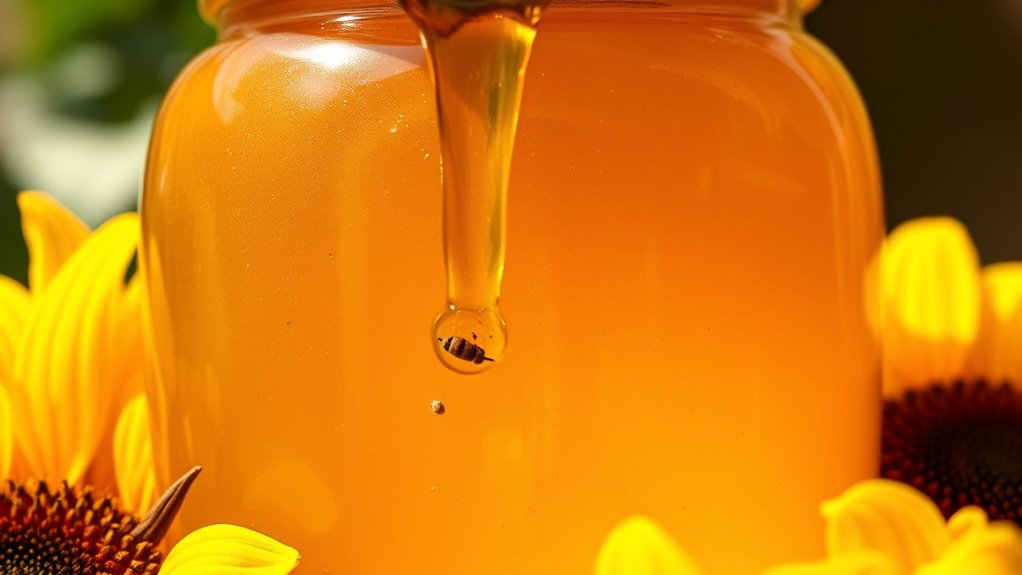 Sonnenblumenhonig mit einzigartigem Zuckermuster