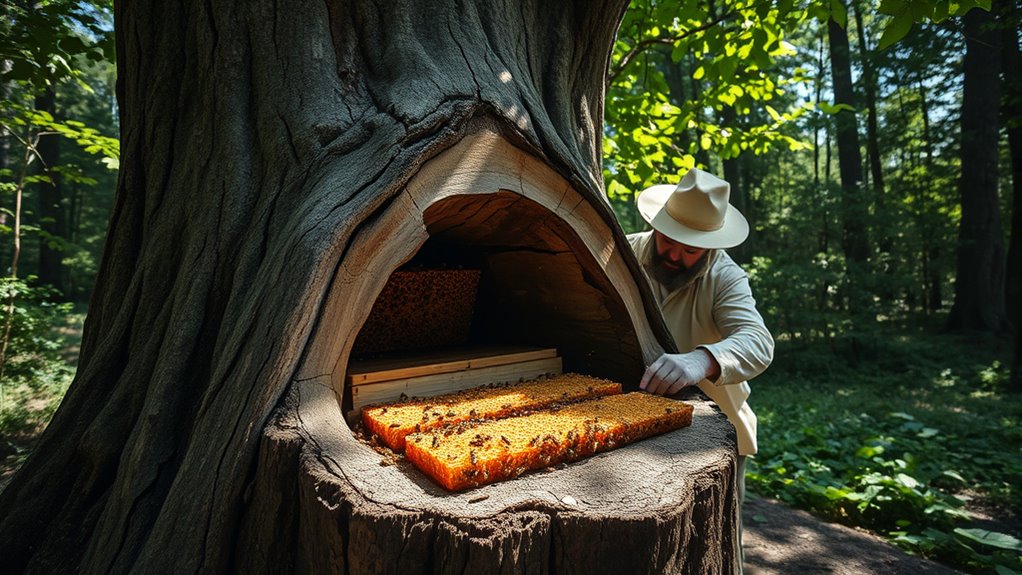 natürliche Imkerei in Baumstümpfen