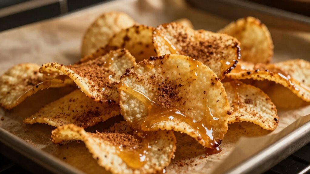 Backte Apfelchips mit Honig und Zimt