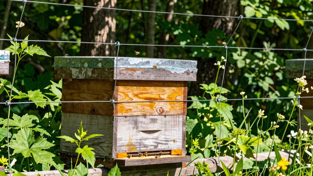 Elektrischer Zaun zum Schutz des Bienenstocks