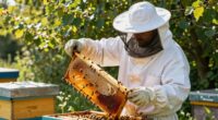 Imkerjacke bei den Bienenstockaktivitäten