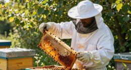 Imkerjacke bei den Bienenstockaktivitäten