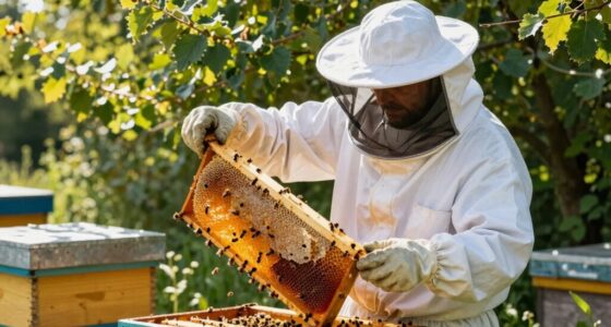 Imkerjacke bei den Bienenstockaktivitäten