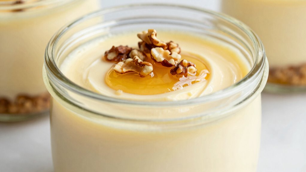 geschichtete Honig-Käsekuchen-Gläser