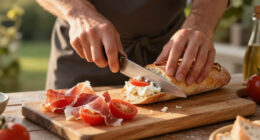 Panino Con Caprino, Pomodori E Prosciutto Crudo