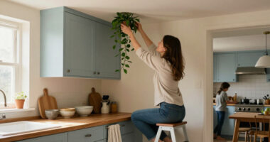 11 Clever Ideas For What To Do With The Awkward Space Above Kitchen Cabinets